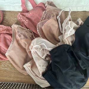 Elomi Lot of UK 34H bras: Lace and Mesh Bra Set - Pink, Nude, Black